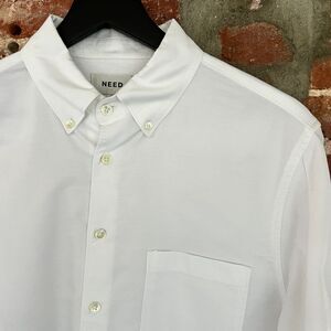Need Men's White Oxford Button Down Long Sleeve Shirt in Size L